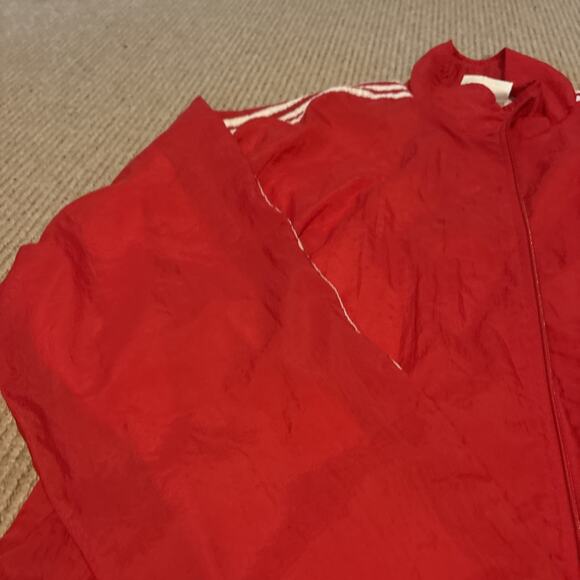 90s 80s Vintage Mens L ADIDAS ORIGINALS Nylon Red Running Track Jacket - Picture 4 of 16
